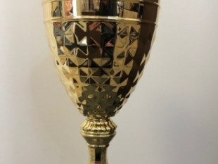 The trophy for the Balkan League winner is presented